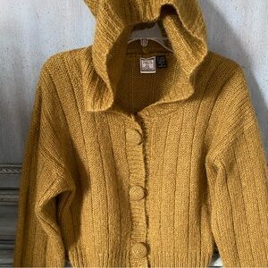 Paul Et Duffier Mustard Knit Hooded MohairCardigan
